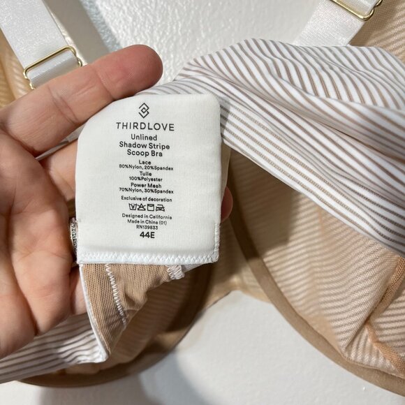 ThirdLove Unlined Shadow Stripe Scoop Bra‎ 44E - Picture 3 of 3